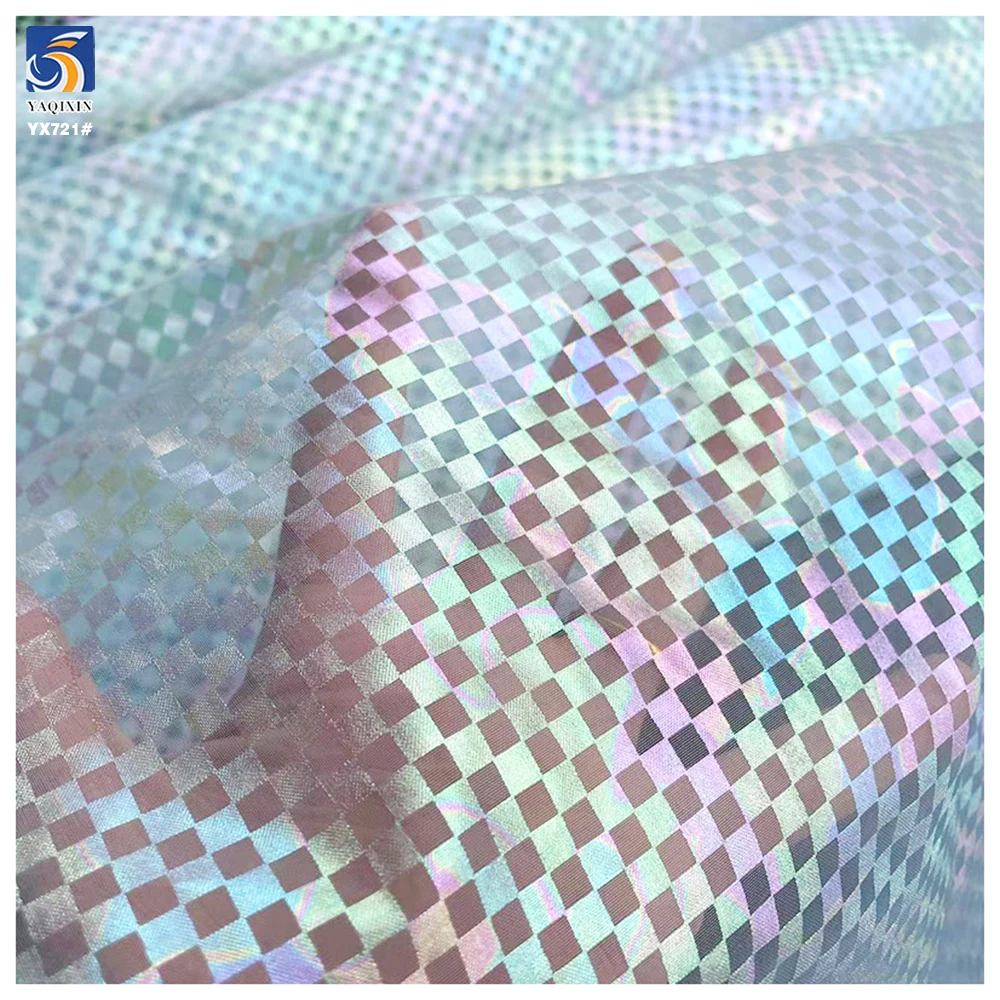 YX721 0.5 CM Plaid Printed Hot Film Tulle Fabric Lattice Stage Costume Mesh Plaid Fabric Printing Girls' Dresses Garments