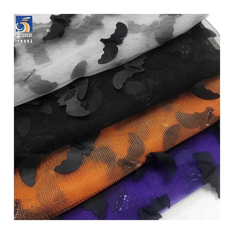 YX892 2025 New Design Textile 100% Polyester Tulle Mixed Color Bat Fabric Holidays Mesh Bat Fabrics - 图片 3