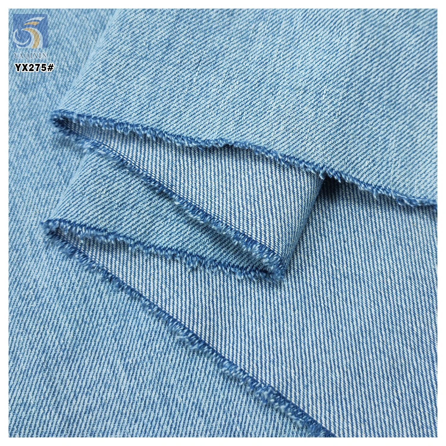 YX275 Hot Sell Denim Fabric High Quality 7*7 430gsm Dream Yarn Denim 80% Cotton 20% Polyester Washed Fabric - 图片 3