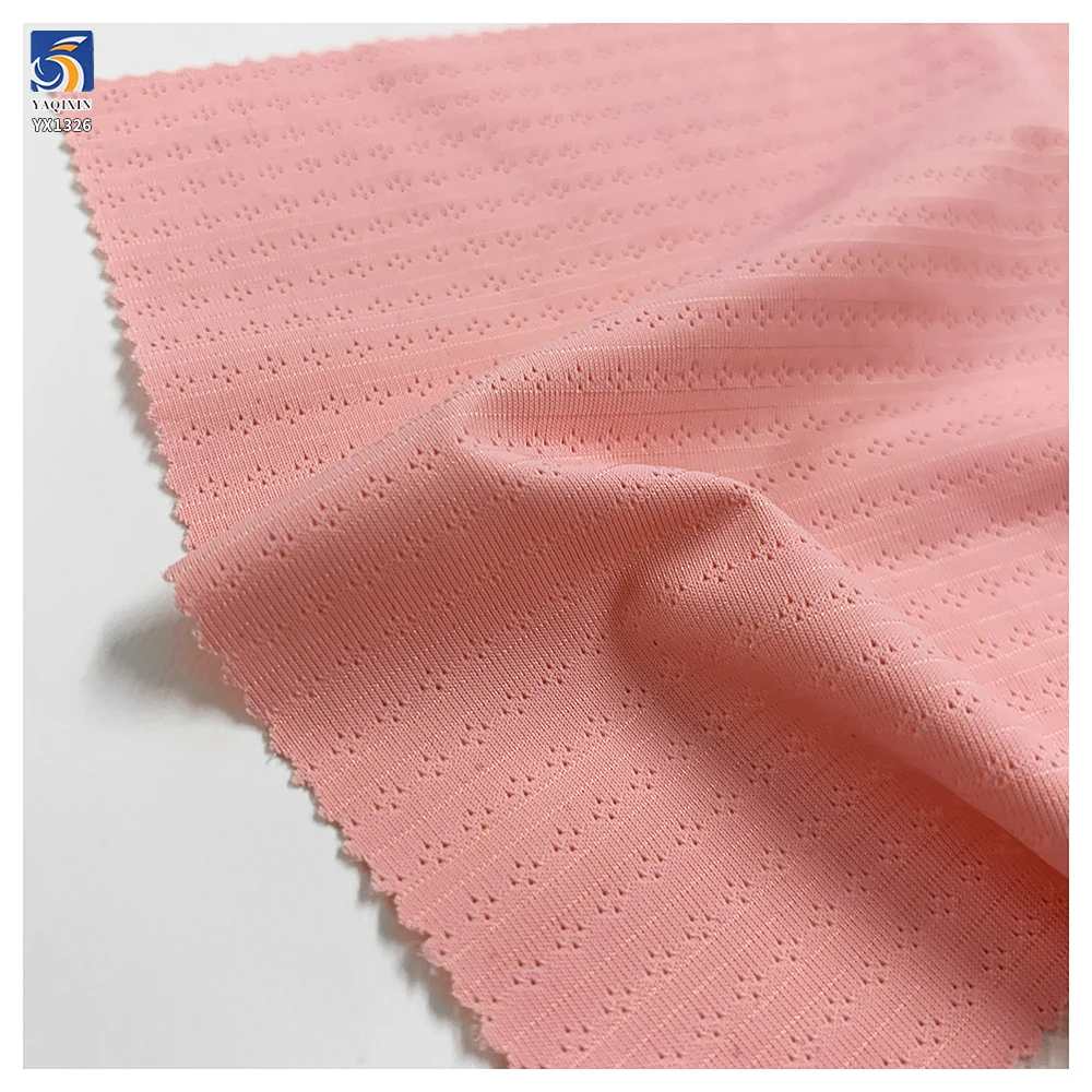 YX1326 165gsm High Quality 85% Nylon 15% Spandex Stretch Breathable Dots Jacquard Knitted Fabric for T-Shirt Men's Sportswear - 图片 5