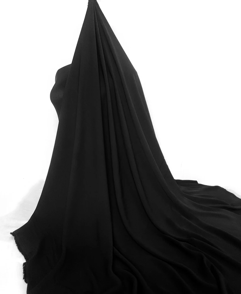 YX1133 65-Inch Width 160gsm Black Nida Wrinkle Fabric Woven 100% Polyester Soft Crepe Chiffon Arabic Clothing Fabrics - 图片 6