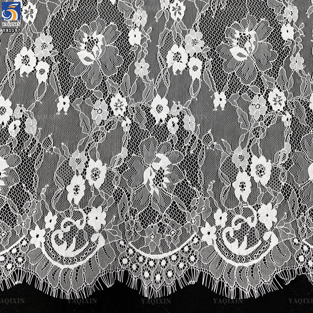 YX1197 Guangzhou Supplier High Quality Machine-Woven Eyelash Lace Fabric by 10 Pieces Jacquard Eyelash Lace Soltis Fabric White - 图片 3