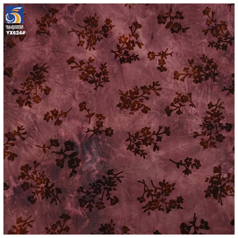 YX624 China Factory OEM Custom Burnout Stretch Knit Florals Polyester Fabric for Clothing Flocking Florals Fabric - 图片 4