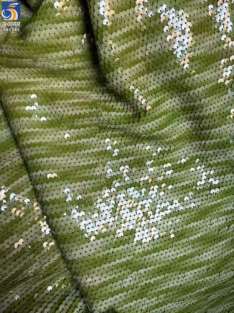 YX1145 Tie-Dye Sequins Fabric 2026 New Digital Printing 400gsm 5mm Reversible Sequin Embroidery Fabric for Women's Dress - 图片 5