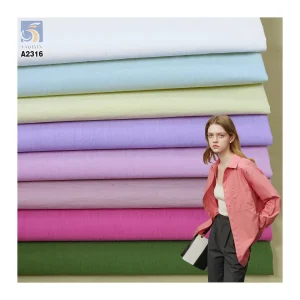 A2316 Good Quality Light Weight Wrinkled Plain Washed 60S 105gsm 50 Cotton 50 Polyester Fabric Blend for Shirts