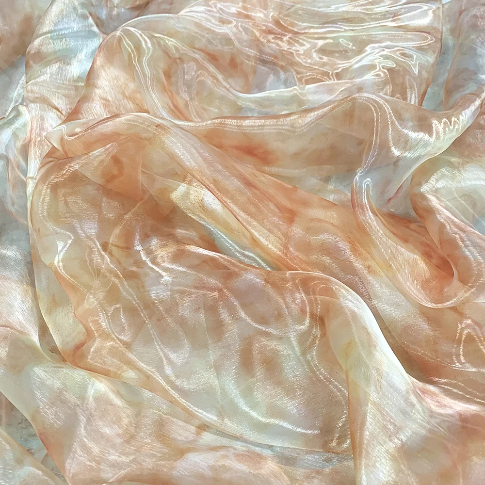 YX1134-1 2026 Customized Glossy Shine Transparent Organza Fabric Printing Silk Organza Fabric for Decoration Garments - 图片 6