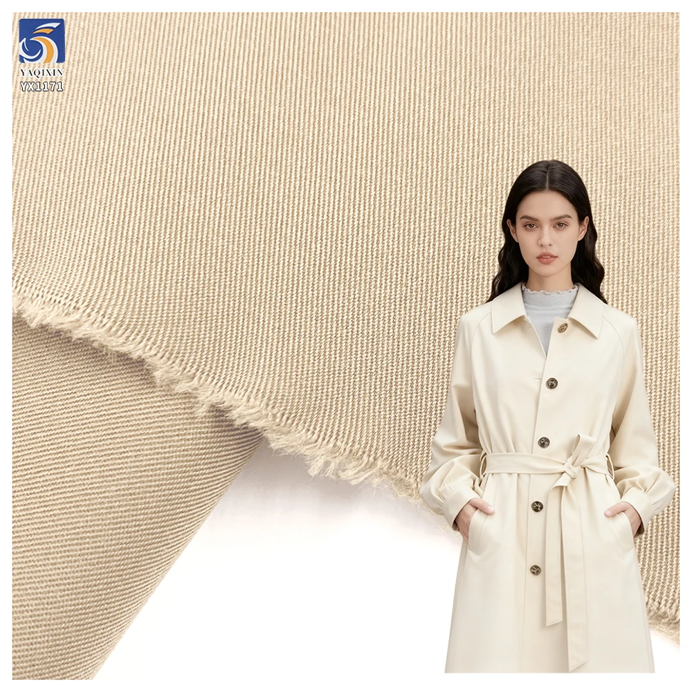 YX1171 China 100 Polyester Khaki Twill Fabric Roll Woven 240gsm 2/2 Cheap Thick Twill Fabric for Women's Pants Coats and Skirts