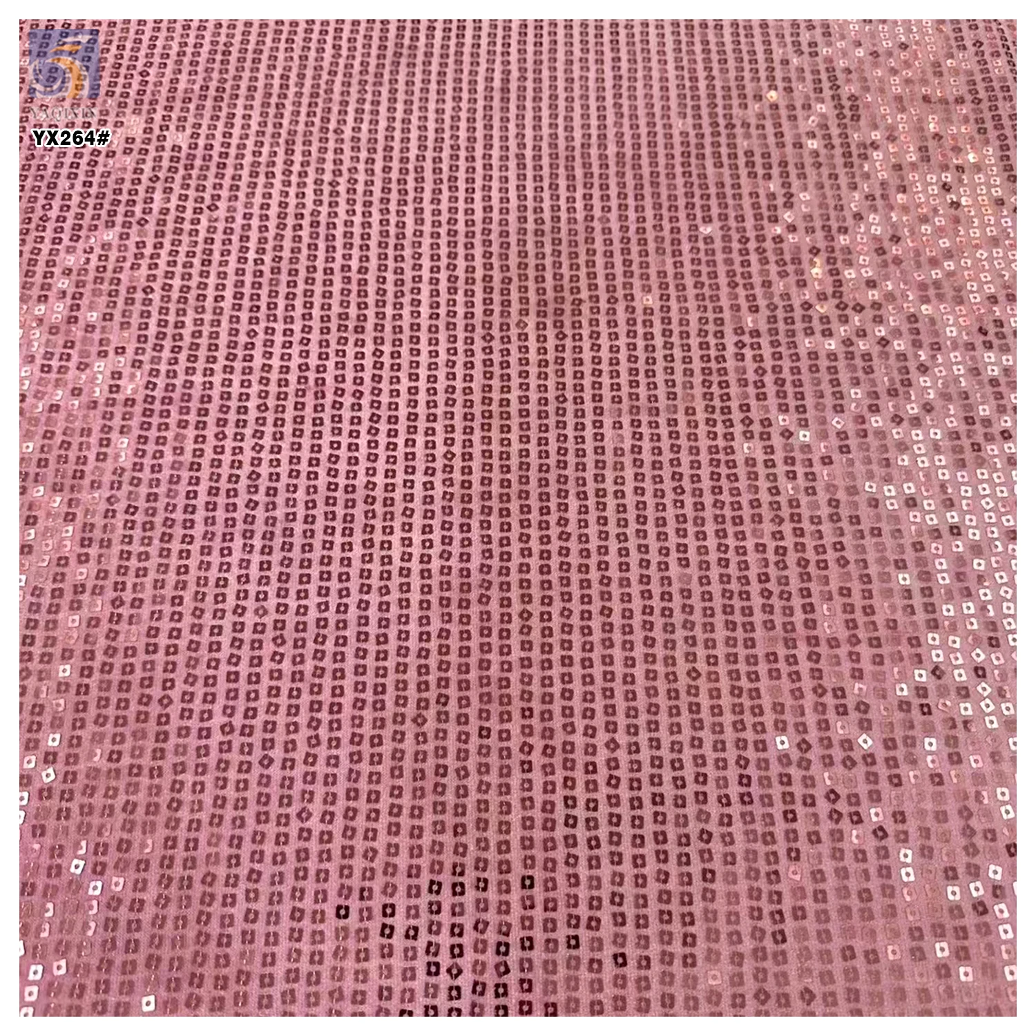 YX264 Luxurious Embroidery 100% Polyester 300gsm 5mm Square Gold Sequin Velvet Fabric - 图片 6