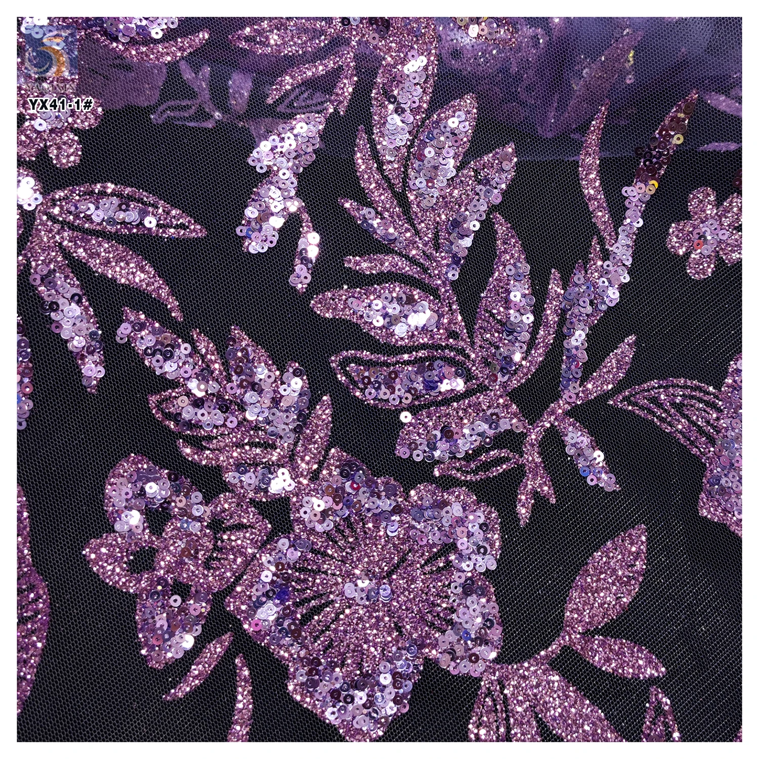 YX41-1 Wholesale Prices Nigerian Shine Lace Fabrics for Wedding 2026 Gold Sequins Glitter Lace Tulle Fabric - 图片 6