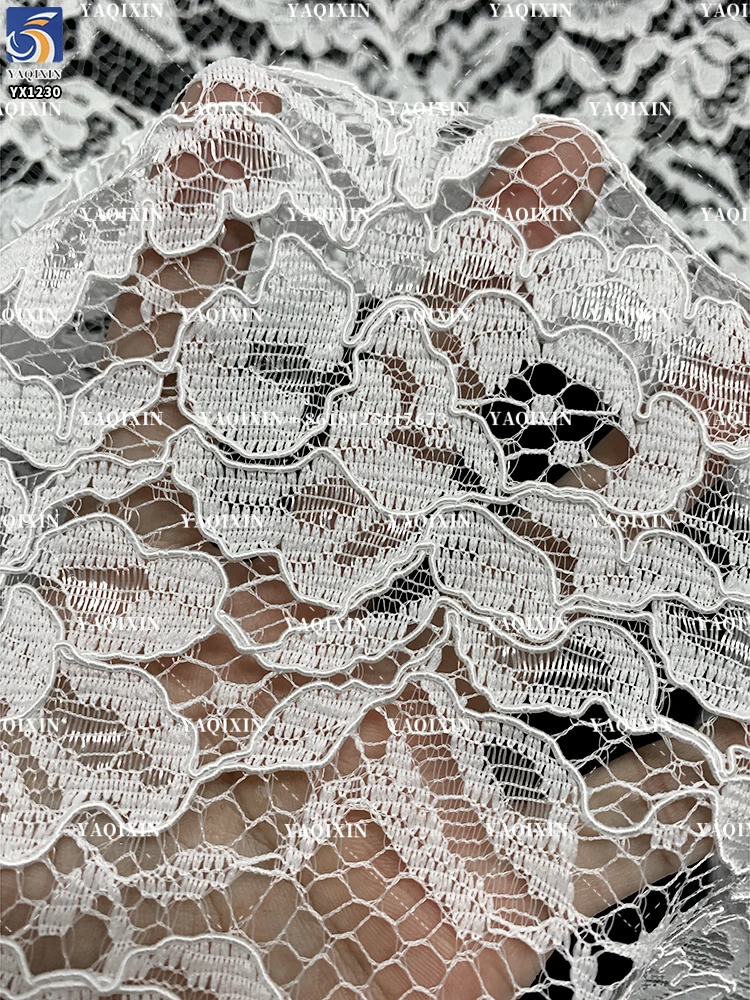 YX1229 Quick and Easy Custom Color 120g Woven Mesh Net Lace Fabric Cheap Polyester Mesh Wedding Chantilly Lace Fabric - 图片 5