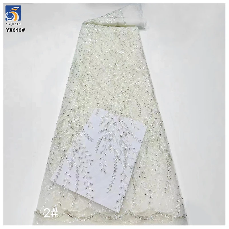 YX616 Green Latest 3MM Embroidered Sequined Tulle African Lace Fabric Nigerian Dress for Lady Dress - 图片 4