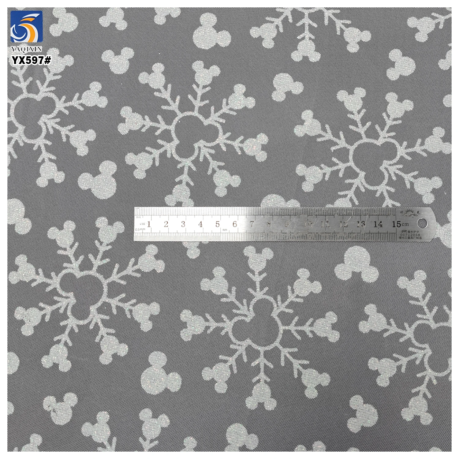 YX597 Black Friday Christmas Tulle Fabric Mic-key and White Snowflake Glitter Fabric Tulle for Kids Dress - 图片 5