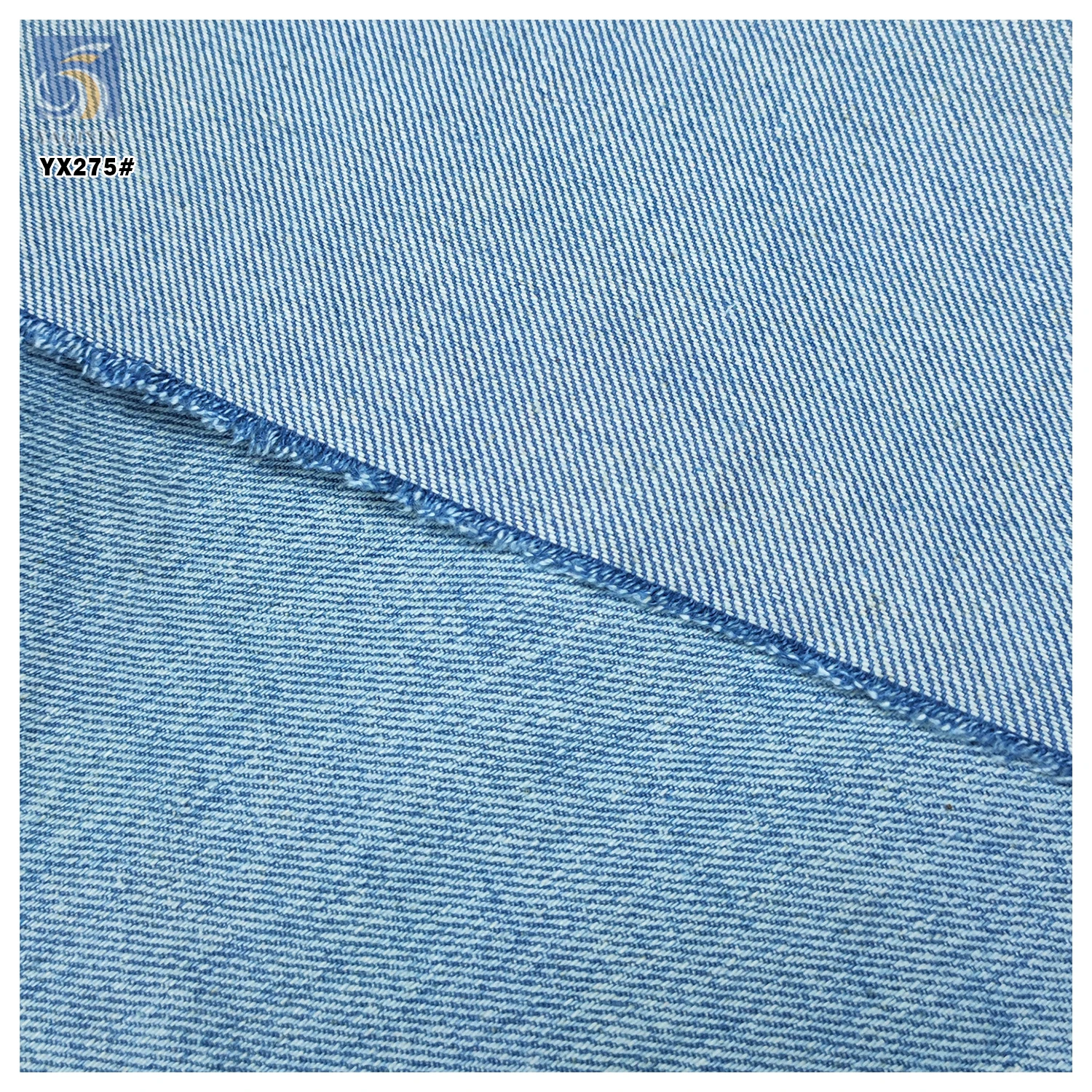 YX275 Hot Sell Denim Fabric High Quality 7*7 430gsm Dream Yarn Denim 80% Cotton 20% Polyester Washed Fabric - 图片 6