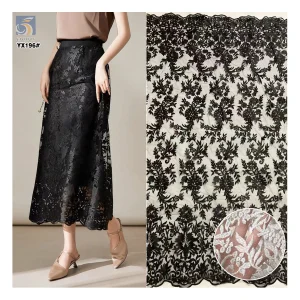 YX196 Hot Full Width Embroidery Tulle Lace Fabric for Women Skirt Heavy Handmade Embroidery Thick Lace Fabric