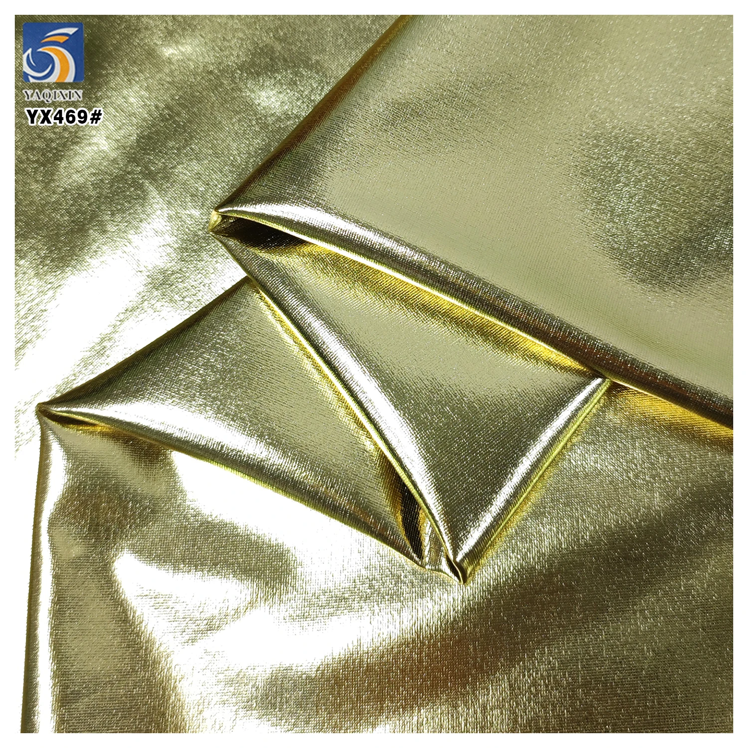 YX469 Laser 95 Polyester 5 Spandex Shiny Stretch Knit Fabric Single-sided Polyester Golden Shiny Fabric for Prom Dress - 图片 3