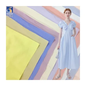 A2411 Summer 60 Count 65% Cotton 35% Nylon Cotton Poplin Plain Weave Fabrics 85gsm High Count Shirt Dress Fabric