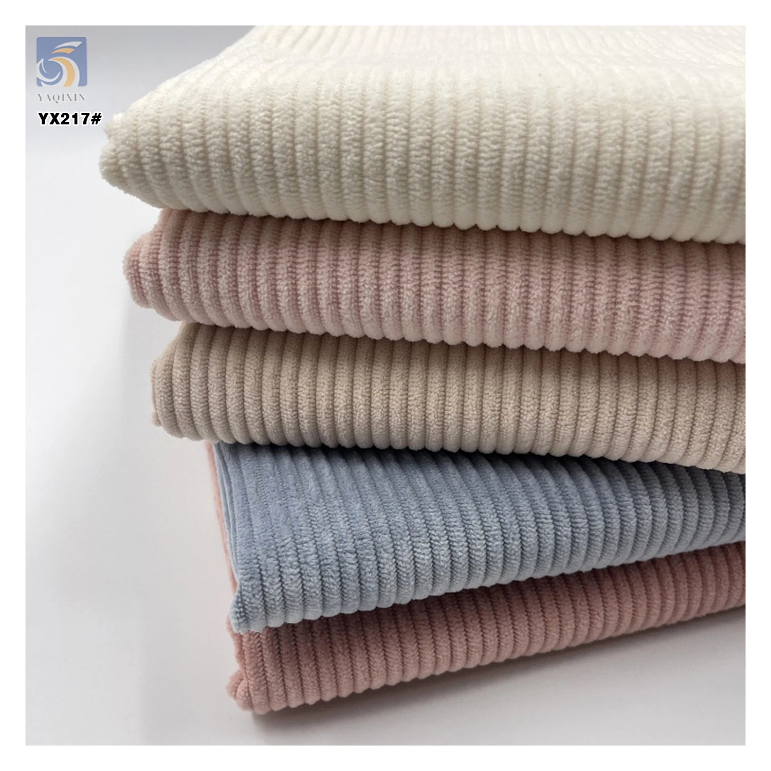 YX217 Chinese Factory Direct Sales Price 6 Wale 285gsm Woven Washed 100% Cotton Corduroy Fabric for Coat Pants - 图片 2