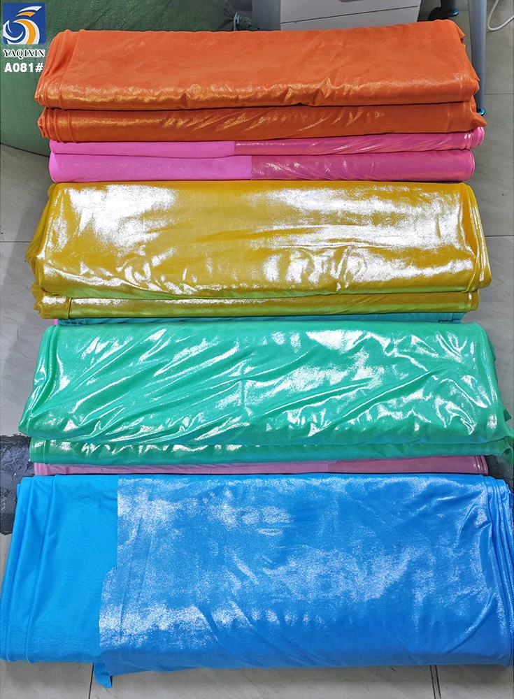 A081-1 America's Popular 95 Polyester 5 Spandex Foil Shiny Stretch Knit Lurex Fabric Stage Costume Dance Skirt Fabric - 图片 3