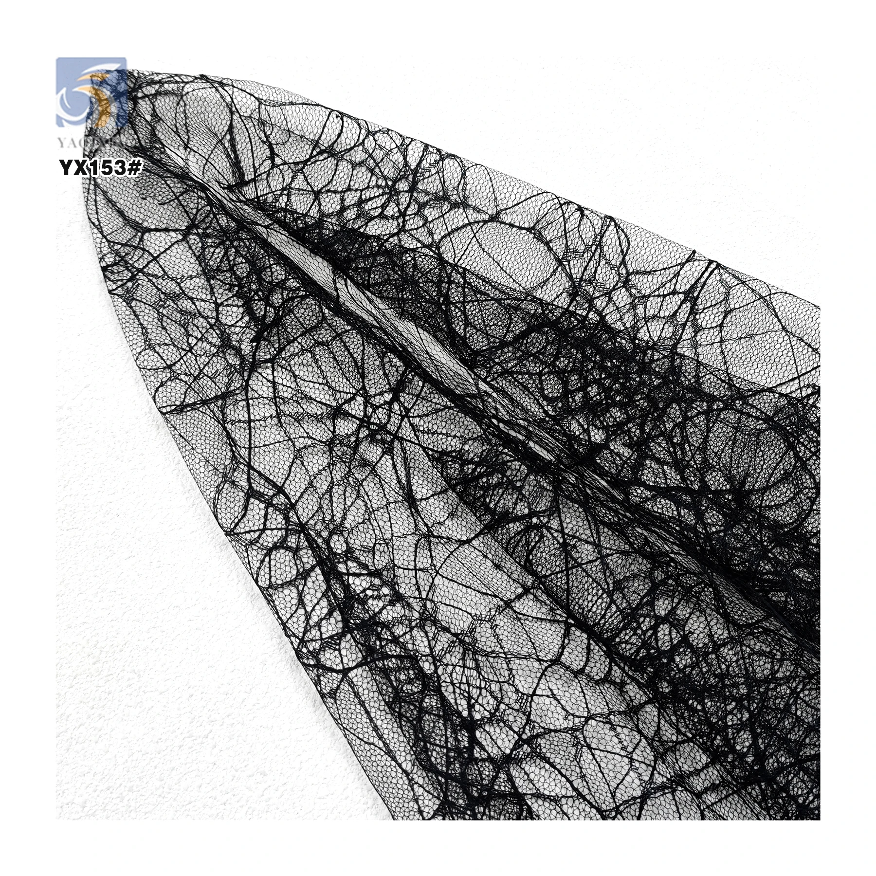 YX153 Wholesale Halloween Tulle Fabric by the Yard Spiderweb Design 100% Polyester Mesh Jacquard Fabric for Halloween - 图片 3