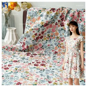 YX1230 Elegant Polyester Yarn-Dyed Jacquard Brocade Fabric for Clothing Dress Design Jacquard French Florals Fabric 2026