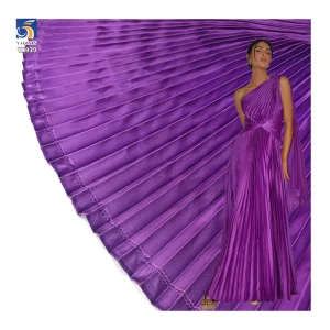 YX930 Hot Sale Purple 2CM Pleated Liquid Satin Fabric Accordion Wrinkle Pleated Polyester Satin Fabrics for Halloween