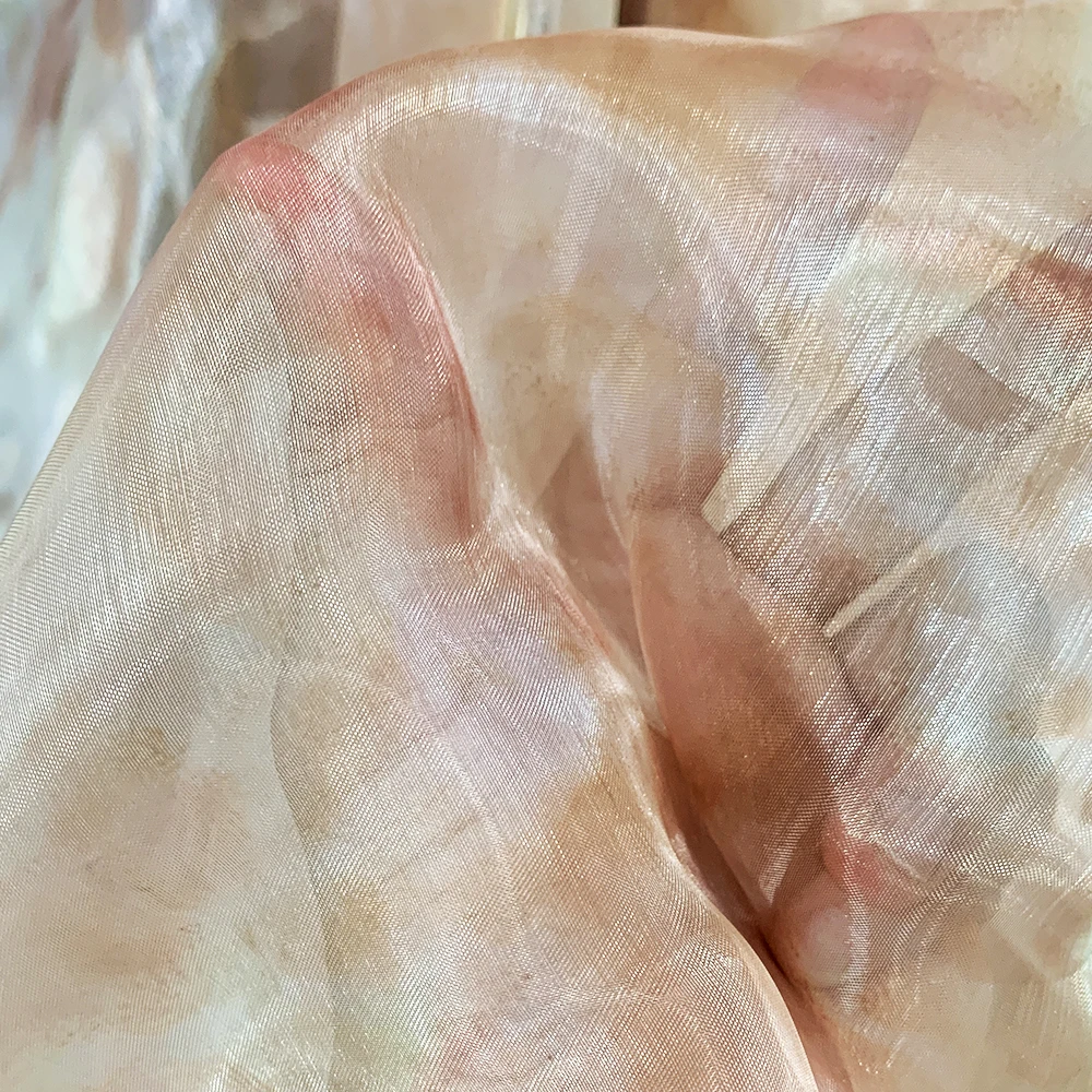 YX1134-1 2026 Customized Glossy Shine Transparent Organza Fabric Printing Silk Organza Fabric for Decoration Garments - 图片 5