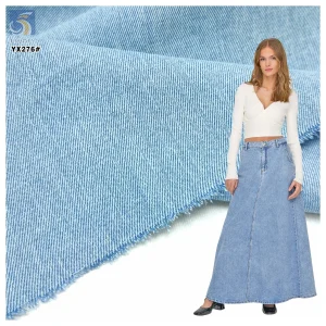 YX276 Light Blue Color Denim Premium 340gsm 100% Cotton Washed 10*10 Thick Denim Fabrics for Clothing