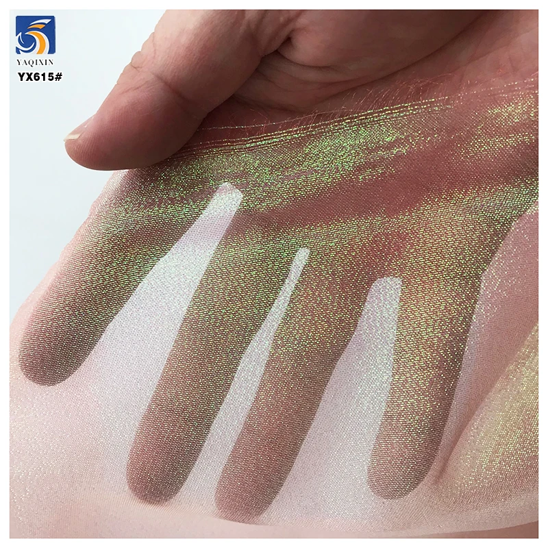 YX615 Hard Feel Indian Yarn Laser 100% Polyester Glossy Shimmer Organza Fabric Wholesale Low MOQ - 图片 5