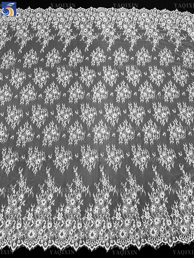 YX1202 Germany and France Europe Style Wedding Mesh Lace Fabric for Bride Embroidery Eyelash Lace Fabric Popular Designs - 图片 3