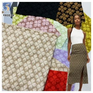 YX323 High Quality T800 Woven Polyester Chiffon Jacquard Fabric Four-Leaf Clover Embossed 3D Jacquard Fabric