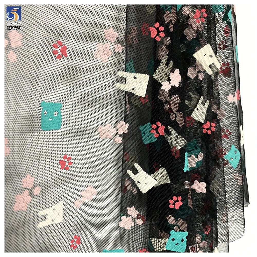 YX1223 2026 Skirt Digital Art Printed Fabrics Custom Children's Cartoon Patterns Offset Printed Polyester Tulle Fabric - 图片 5