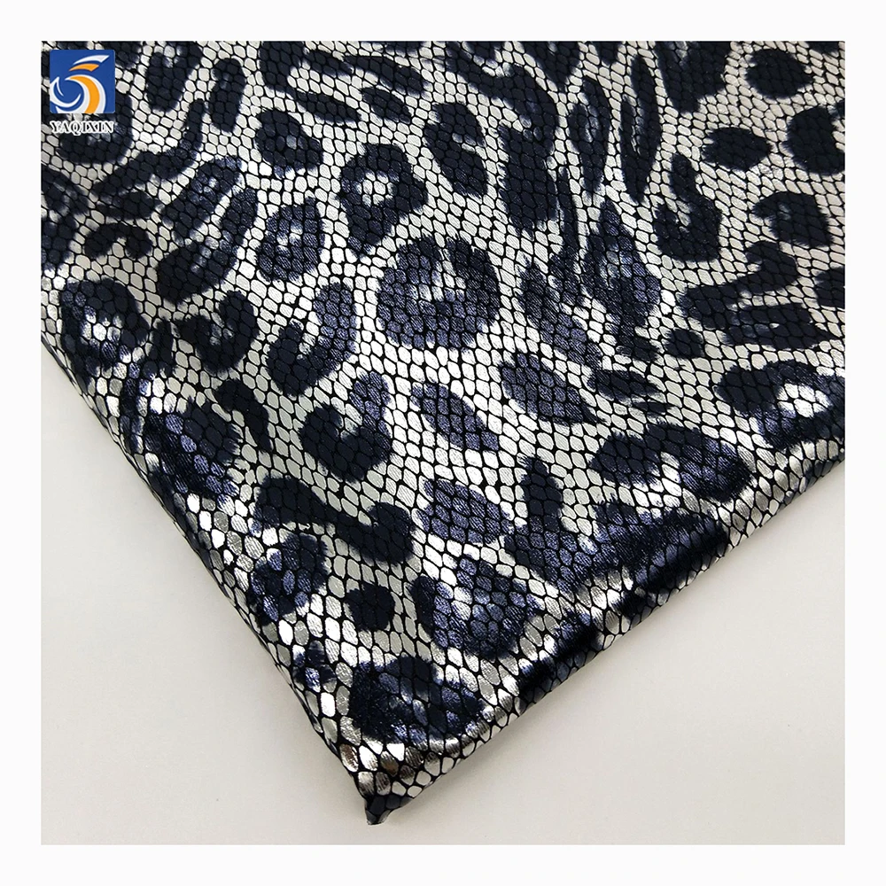 YX787 Wholesale Popular Knitted 95% Polyester 5% Spandex Four-Way Stretch Snake Leopard Print Gold Foil Print Fabric - 图片 3