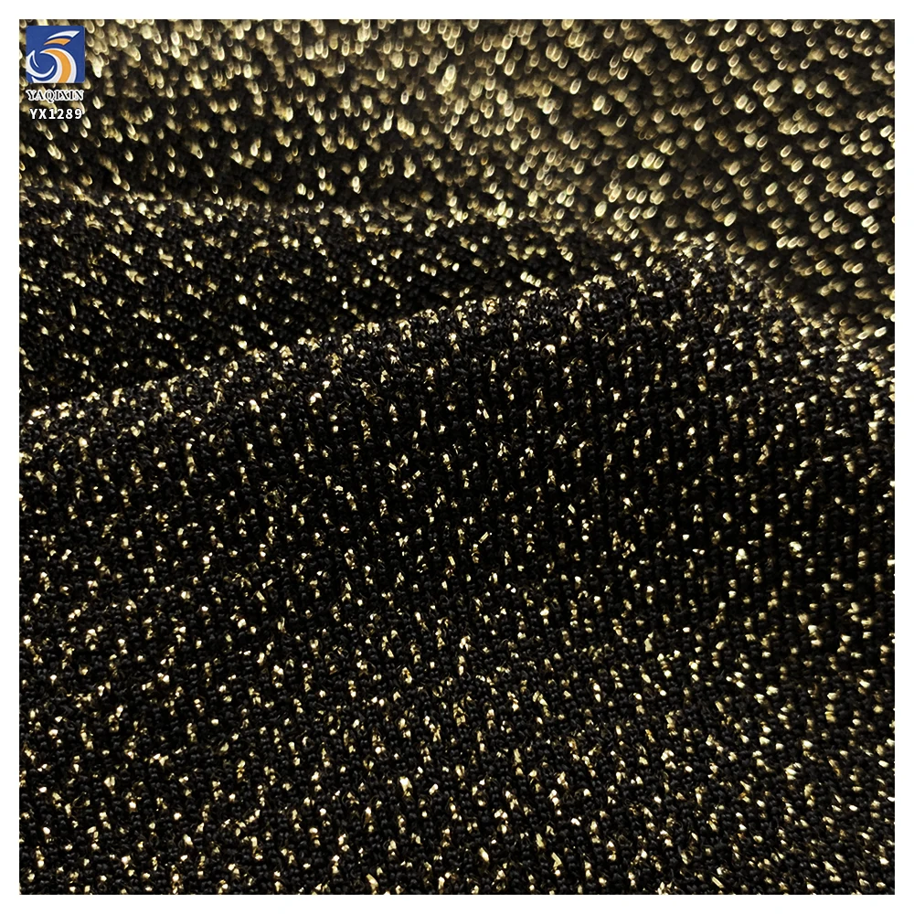 YX1289 170gsm China Competitive Prices Nylon Spandex Gold and Silver Thread Lurex Knitted Stretch Fabric for Garments - 图片 3