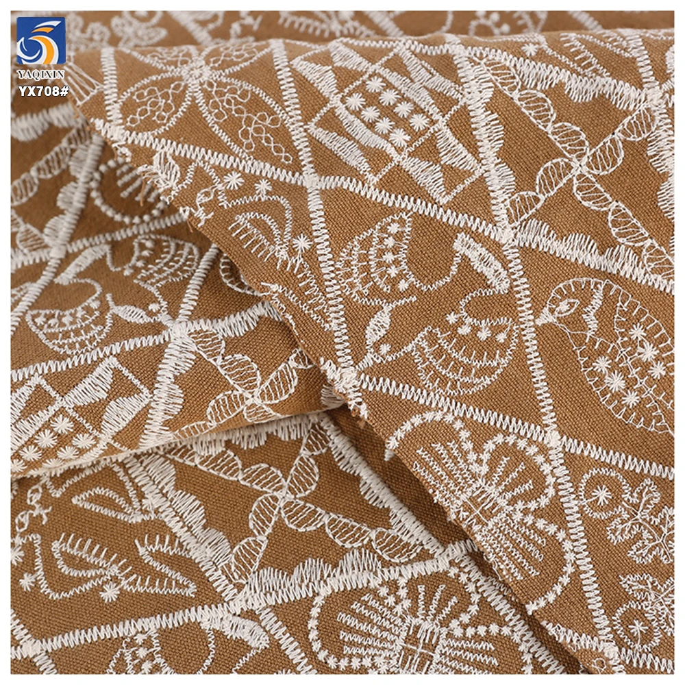 YX708 Personalized Design Custom Pattern Symbols Tribal Embroidered Ramie Cotton Fabrics for Fashion Bags Clothing - 图片 4