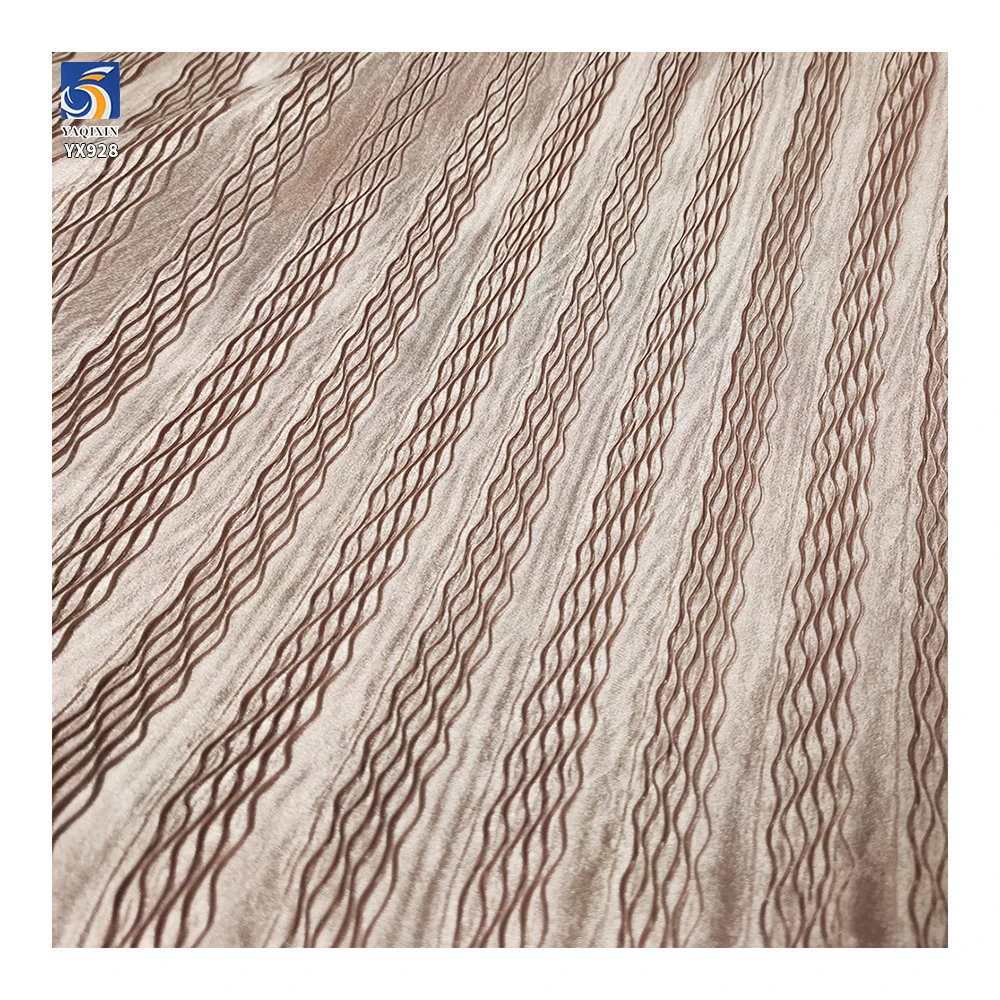 YX928-1 2025 New Products Wavy Pleated Striped Satin Fabric European French Women High-End Party Skirt Satin Pleated Fabric - 图片 4