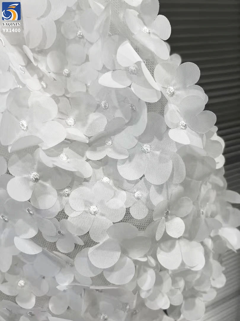 YX1400 New Fashion Trends Pink/White Embroidered Mesh 3D Flowers Fabric Tutu Ballet Skirt Girl Tulle Fabric 2026 - 图片 3
