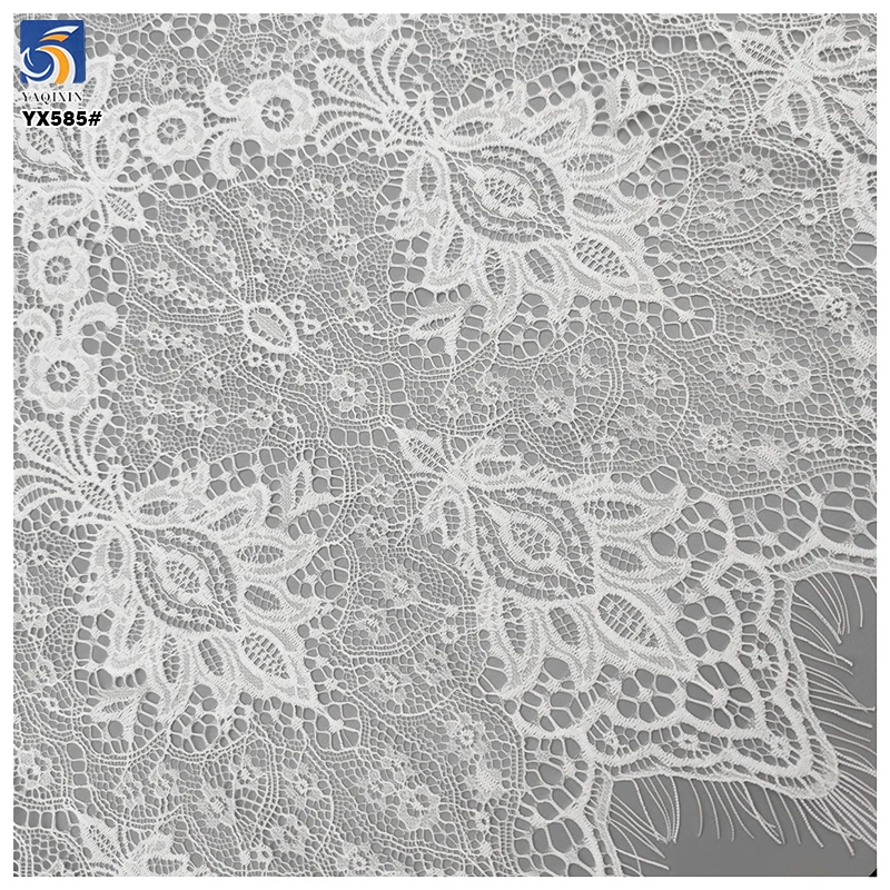 YX585 High Quality Soft Lace 100 Nylon Mesh Fabric for 2025 Fashion Dresses Eyelash Lace Fabric - 图片 6