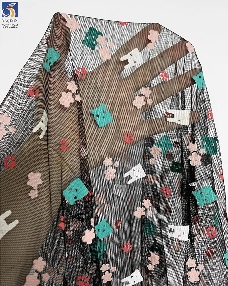 YX1223 2026 Skirt Digital Art Printed Fabrics Custom Children's Cartoon Patterns Offset Printed Polyester Tulle Fabric - 图片 3
