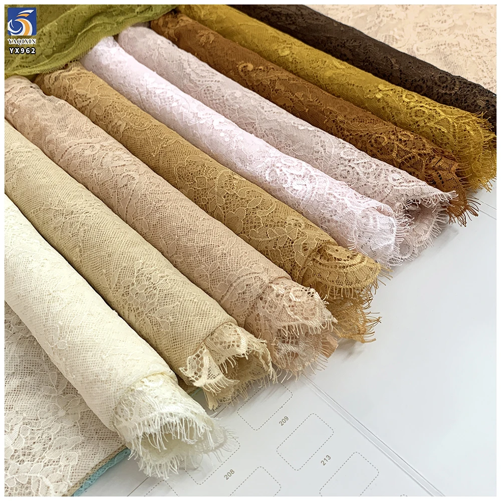 YX962-1 Custom Nude Skin-Colored Eyelash Lace Fabric Cheap European Design Style Eyelash Lace Home Textiles Dresses Fabrics - 图片 6