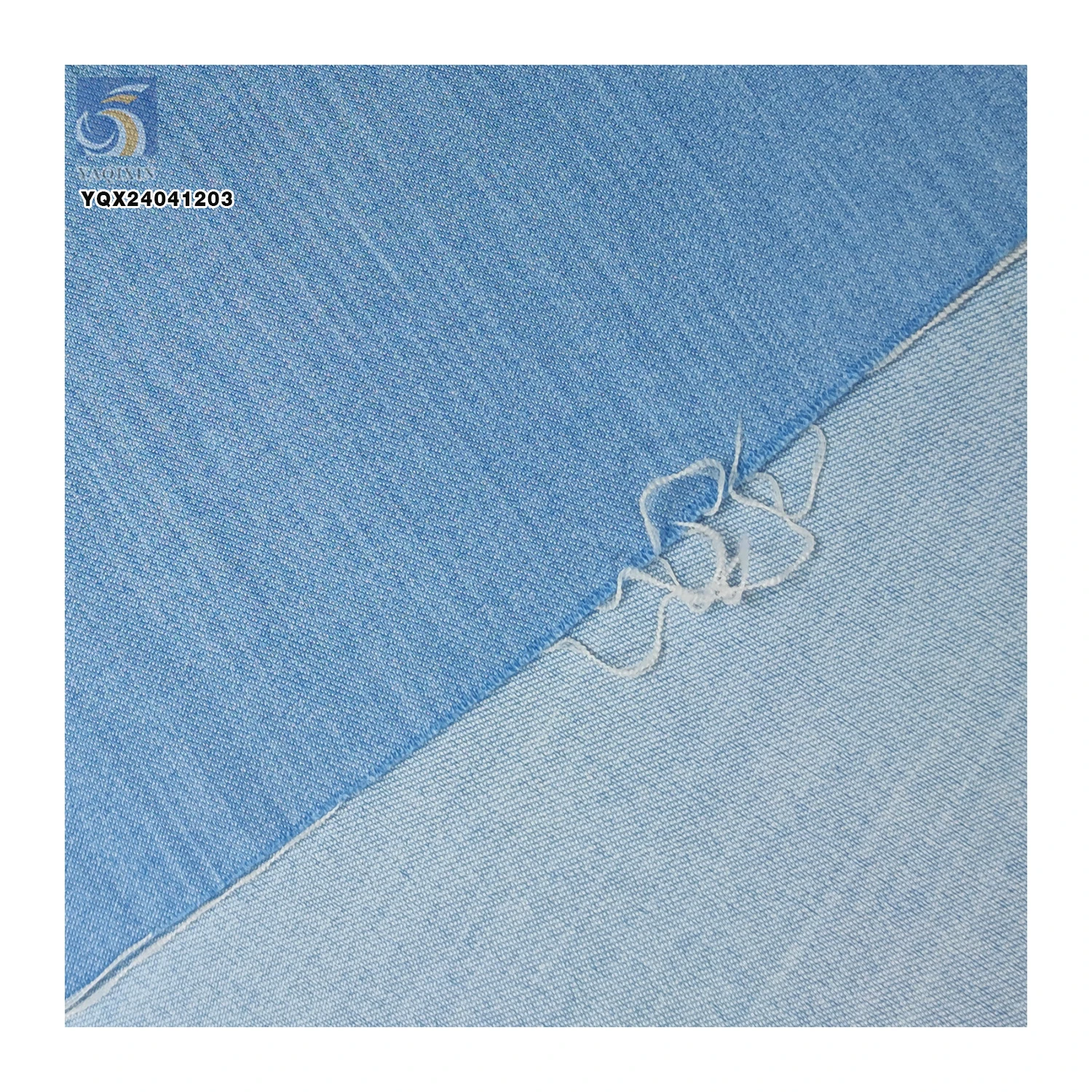 Factory Wholesale Sky Blue Light Denim Fabric 35% Polyester 65% Rayon Cavalry Twill Polyester Denim Fabric for Shirt Skirt - 图片 6