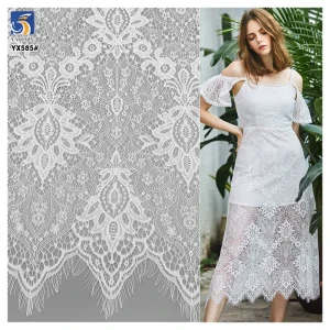 YX585 High Quality Soft Lace 100 Nylon Mesh Fabric for 2025 Fashion Dresses Eyelash Lace Fabric