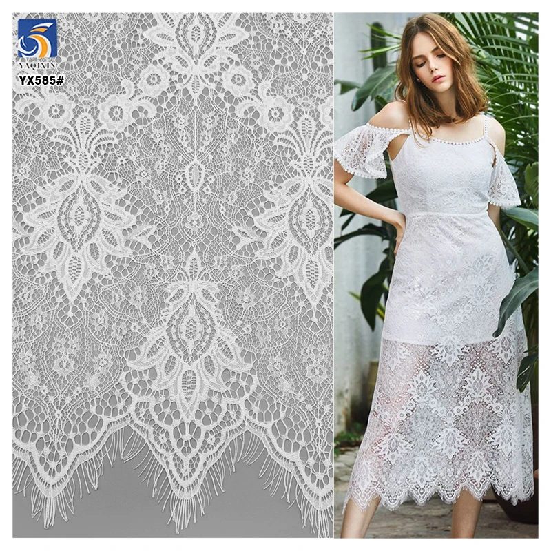 YX585 High Quality Soft Lace 100 Nylon Mesh Fabric for 2025 Fashion Dresses Eyelash Lace Fabric