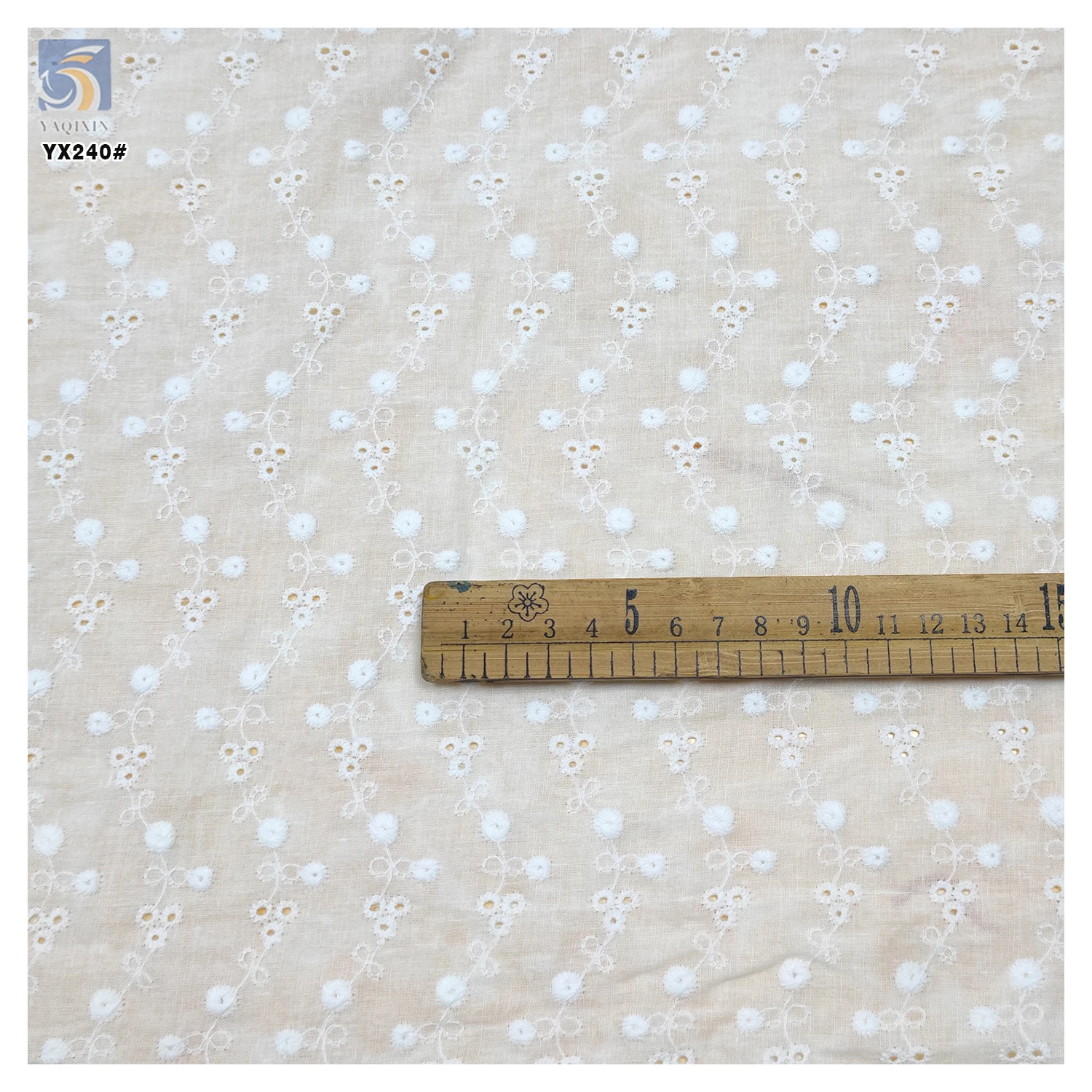 YX240 New Arrival 110gsm Summer Soft Lace Fabric Water Soluble Embroidery Pure White 100 Cotton Lace Fabric - 图片 4