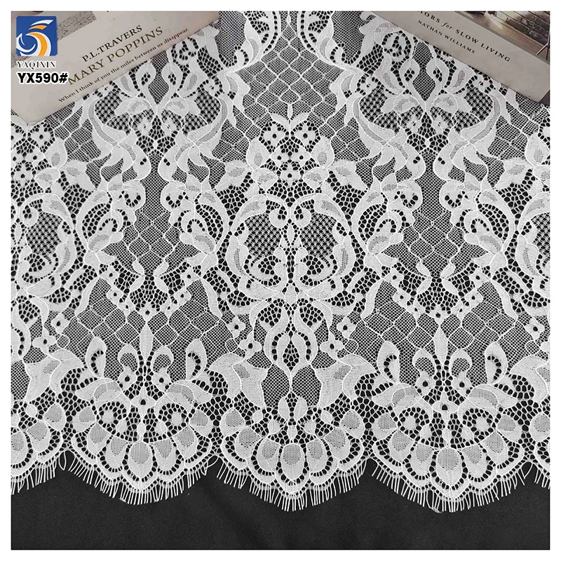YX590 OEM Custom New Design Fashion London Paris Catwalk French Eyelash Lace Fabric for Women Dresses - 图片 5