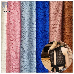YX284 New Fashion Beautiful Hollow Dress 90 Nylon 10 Spandex Elastic Stretch Lace Fabric for Lingerie