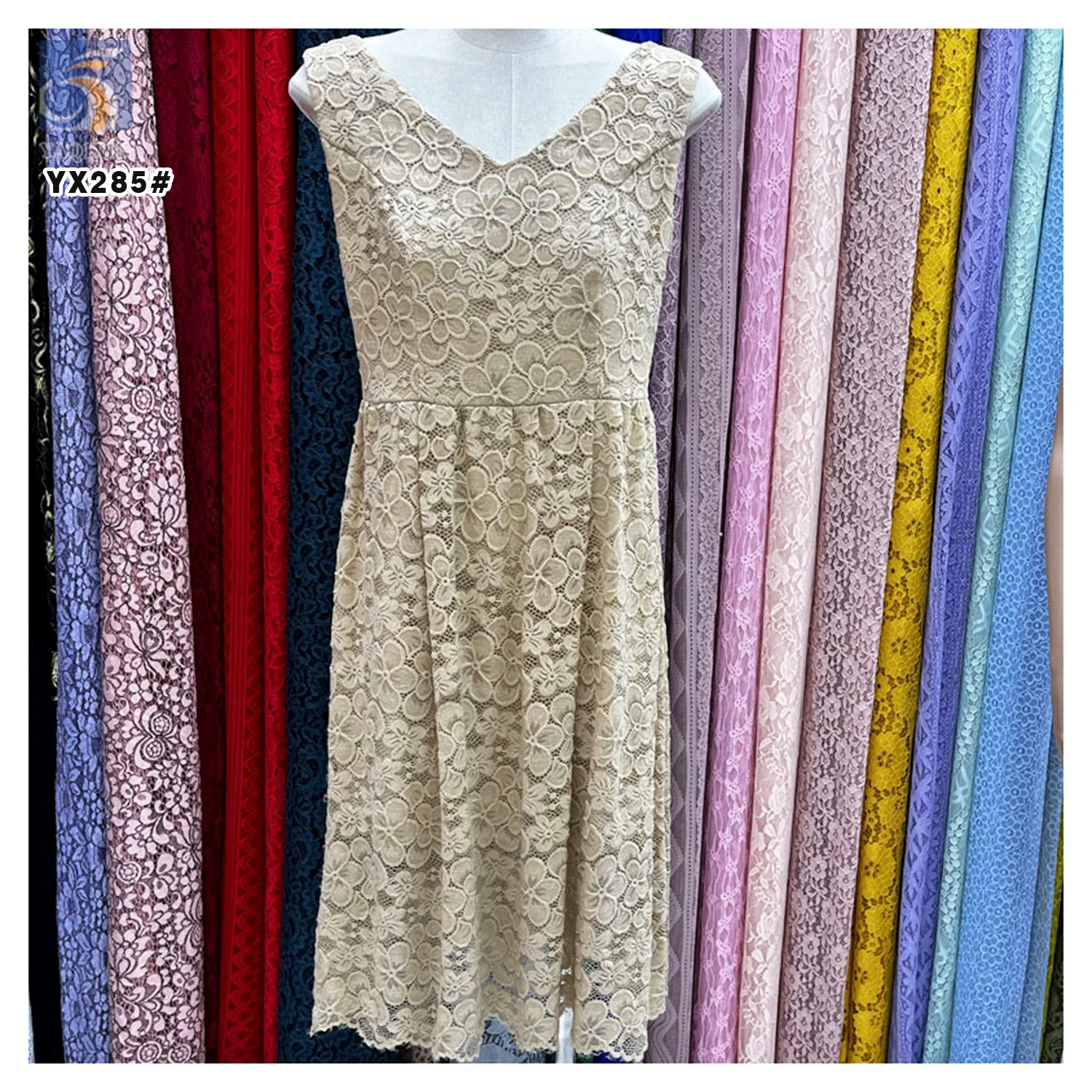 YX285 High Quality Woven 90%Nylon 10%Spandex Stretch Jacquard White Floral Lace Fabric for Blouses - 图片 3