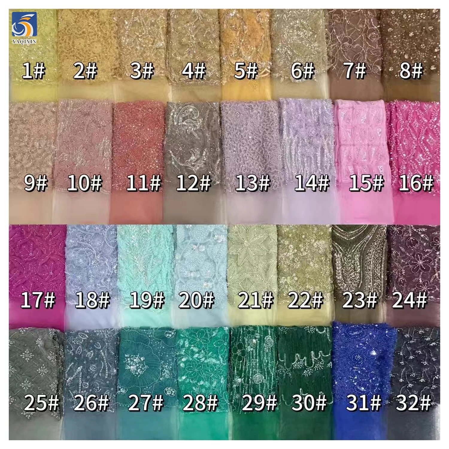 YX486 Custom Lace Fabric Italy High-End New Purple Embroidered Beaded Shiny Sequin Lace Fabric Flower Laces - 图片 4