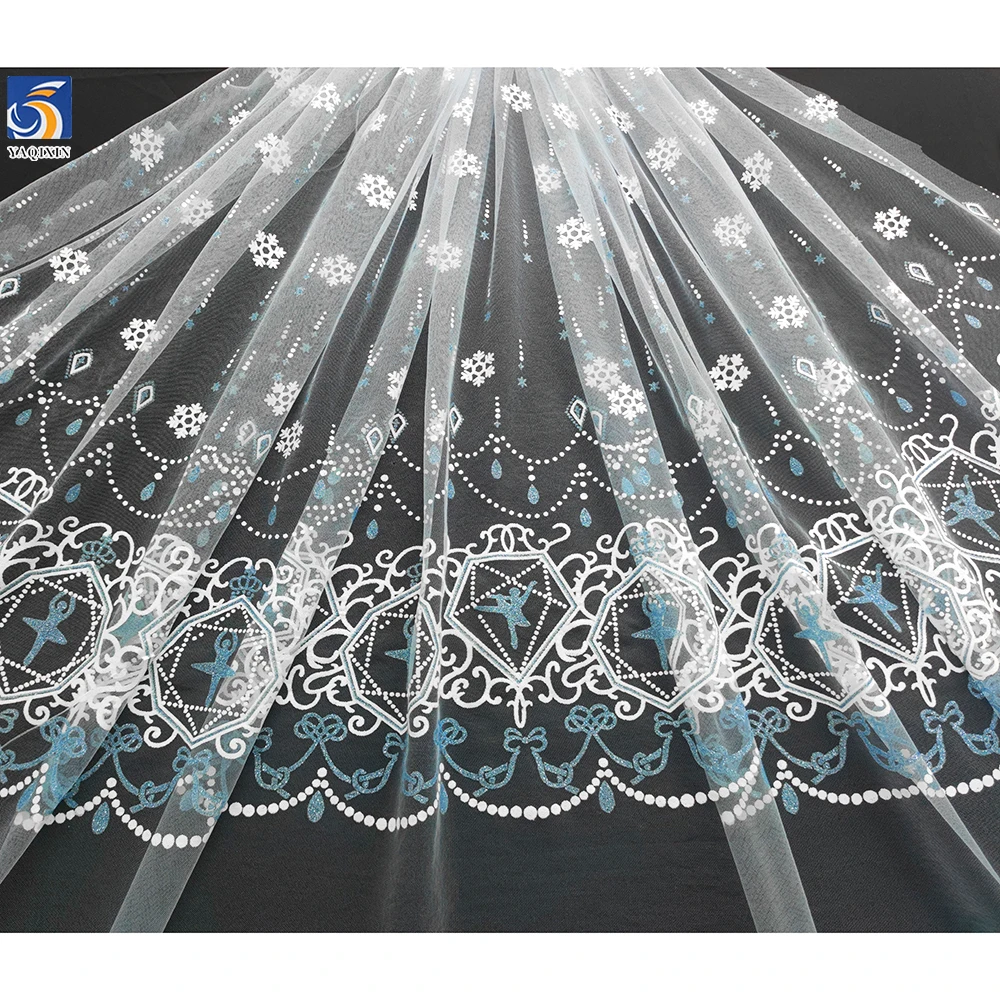 YX967-1 Low MOQ Wholesale Cheap Fabric for Online Sale Bulk Low-Priced and Beautiful Dress Skirt Printed Tulle Mesh Fabric - 图片 3