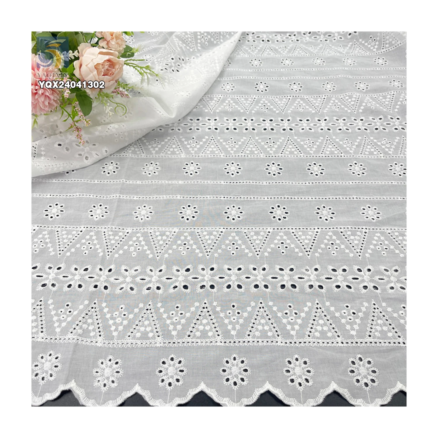 Wholesale Price Cotton Swiss Voile Lace Fabric for Wedding Dresses 100 Cotton Eyelet Embroidered Lace Fabric - 图片 4