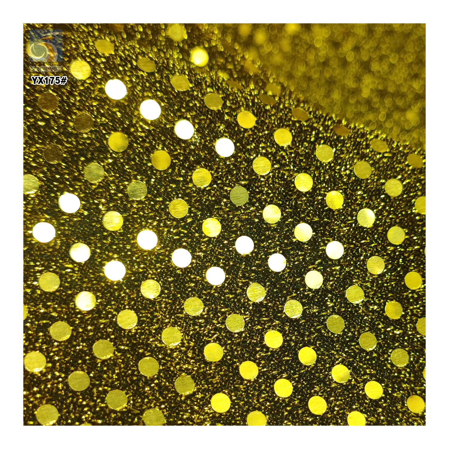 YX175 Shiny 3.5mm Luxury Sequin Fabric 180gsm Stamping Shiny Polka Dot Sequins Rhinestone Fabric - 图片 4